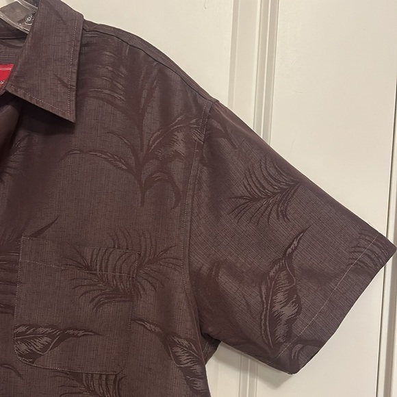 Woody’s Retro Lounge Brown Tropical Print Short  Sleeve Button down Shirt SZ Med - Picture 3 of 9